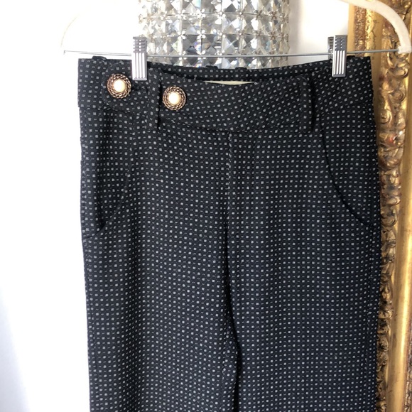 Vintage Dittos wide leg high waisted vintage pants black with pattern size 23 - Picture 2 of 7